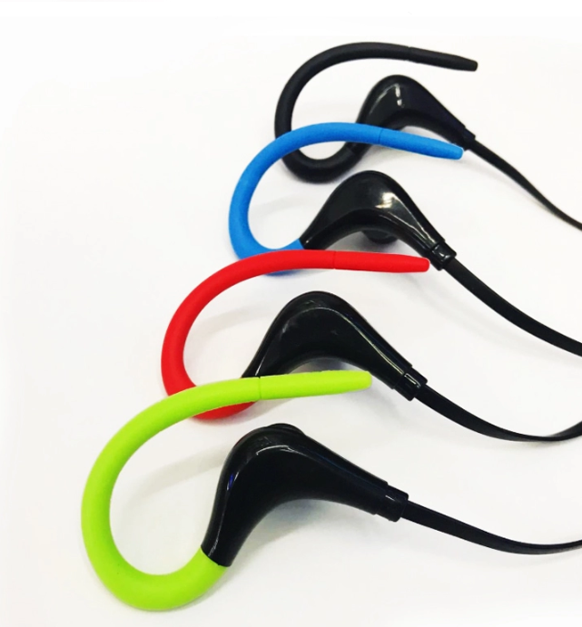 Bluetooth Earphones with Ear Hook in bright yellow color, showcasing a sleek design and comfortable fit for active use.