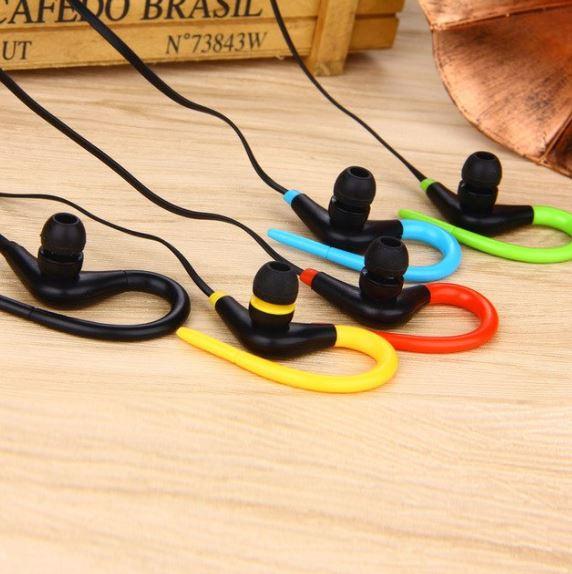 Bluetooth Earphones with Ear Hook in bright yellow color, showcasing a sleek design and comfortable fit for active use.