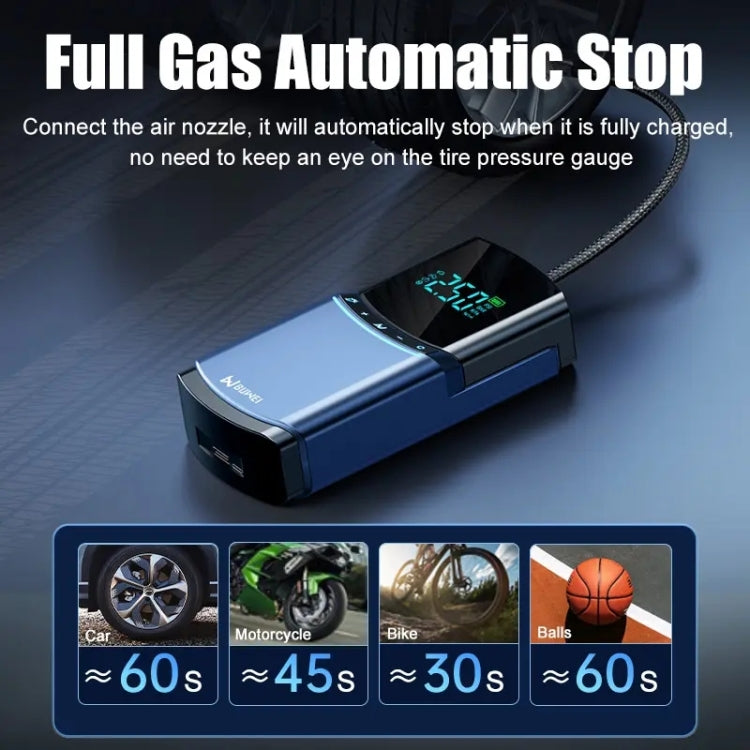 BN03H 8400mAh Car Emergency Start Power Supply with integrated air pump, showcasing its compact design and LED display.