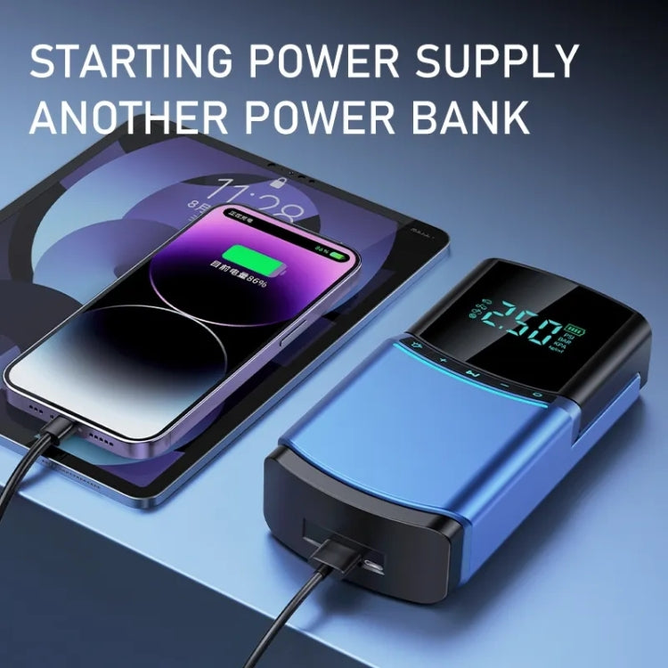 BN03H 8400mAh Car Emergency Start Power Supply with integrated air pump, showcasing its compact design and LED display.