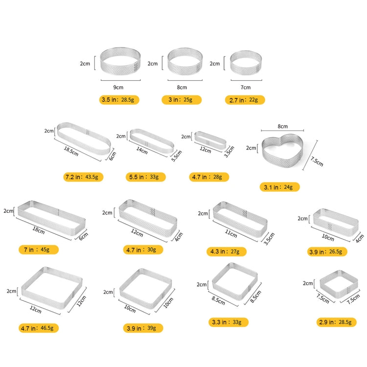 BN1006 Stainless Steel Mousse Circle Cake Mold in various shapes and sizes, showcasing its durable design and smooth surface.