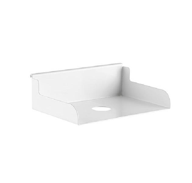 Brateck File Holder in matte white, showcasing its sleek design and heavy-duty steel construction, ideal for organizing files on a slatwall.