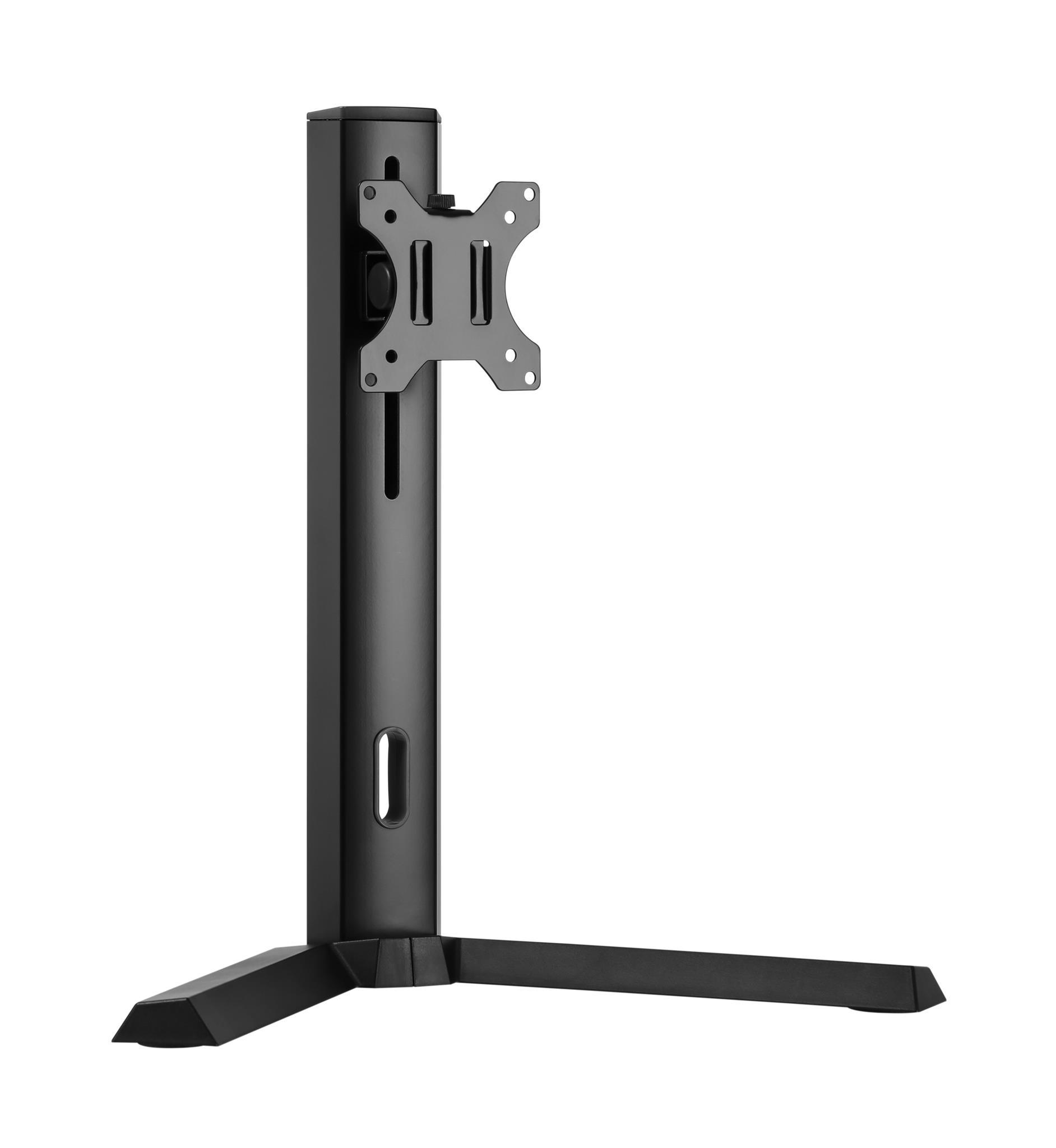 Brateck Single Screen Classic Pro Gaming Monitor Stand, designed for 17'-32' screens, featuring a sleek matte black finish and adjustable height.