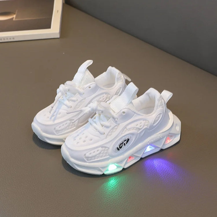 Breathable Lightweight Soft Sole Luminous Sports Casual Shoes featuring a synthetic PU upper, soft sole, and luminous design for kids.