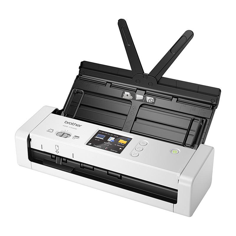 BROTHER ADS1700W Scanner showcasing its compact design and user-friendly interface.