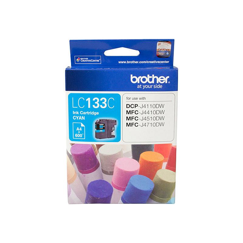 BROTHER LC133 Cyan Ink Cartridge, a genuine Brother product designed for high-quality printing.