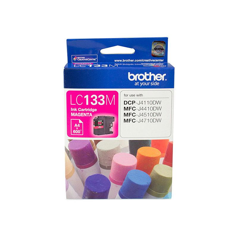 BROTHER LC133 Magenta Ink Cartridge with vibrant color and packaging details.