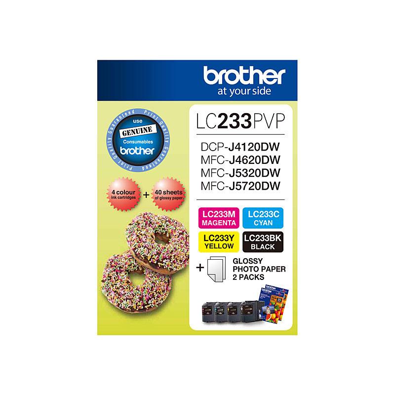 BROTHER LC233 Photo Value Pack featuring genuine toner cartridges for vibrant printing.