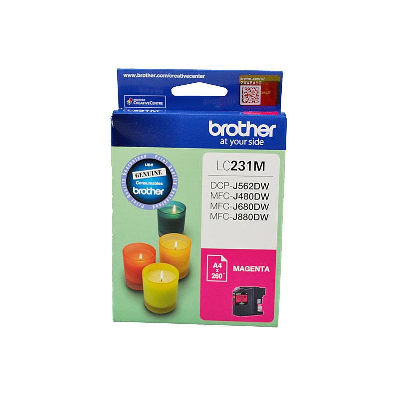 BROTHER LC231 Magenta Ink Cartridge with vibrant magenta color, designed for high-quality printing.