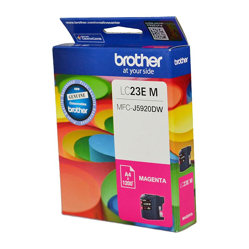 BROTHER LC23E Magenta Ink Cartridge with vibrant color and packaging, designed for Brother printers.