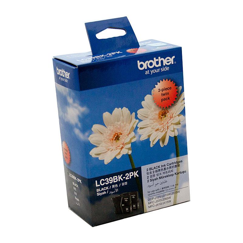 BROTHER LC39 Black Twin Pack toner cartridges, featuring two black cartridges designed for Brother printers, showcasing premium quality and high yield.