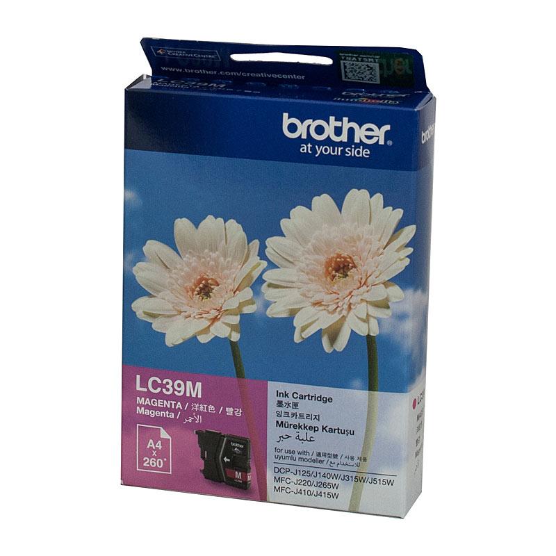 BROTHER LC39 Magenta Ink Cartridge with vibrant color and packaging details.