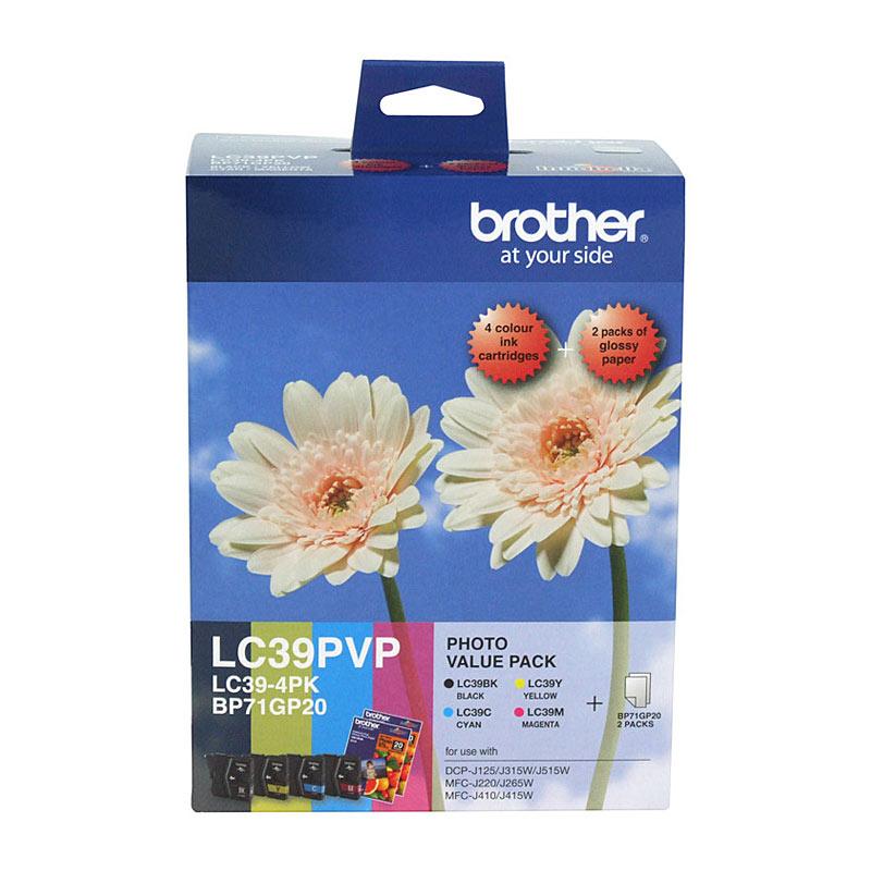 BROTHER LC39 Photo Value Pack featuring genuine toner cartridges for vibrant printing.