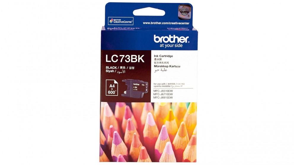 BROTHER LC-73BK Black High Yield Ink Cartridge with packaging, designed for various Brother printers.