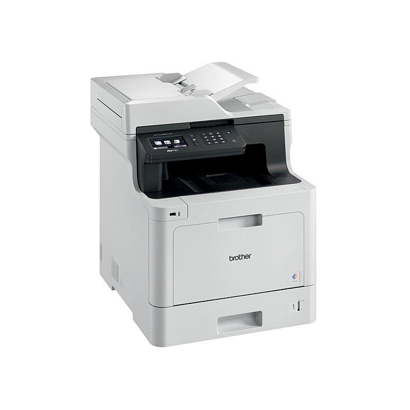 BROTHER MFCL8690CDW Laser printer showcasing its sleek design and user-friendly touchscreen interface.