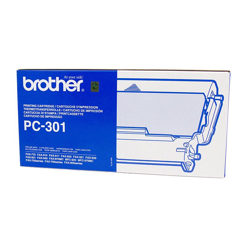 BROTHER PC301 Cartridge for Brother fax machines, showcasing its sleek design and packaging.