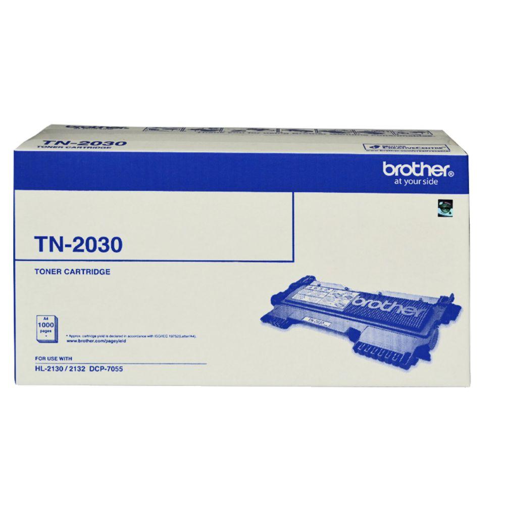 Brother TN-2030 Mono Laser Toner Cartridge designed for Brother printers, featuring a sleek black design and easy installation.