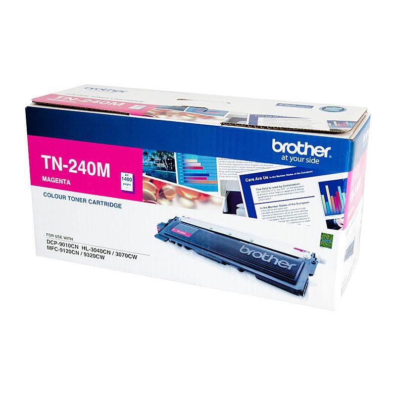 BROTHER TN240 Magenta Toner Cartridge, vibrant magenta color, designed for Brother printers, yielding 1,400 pages.