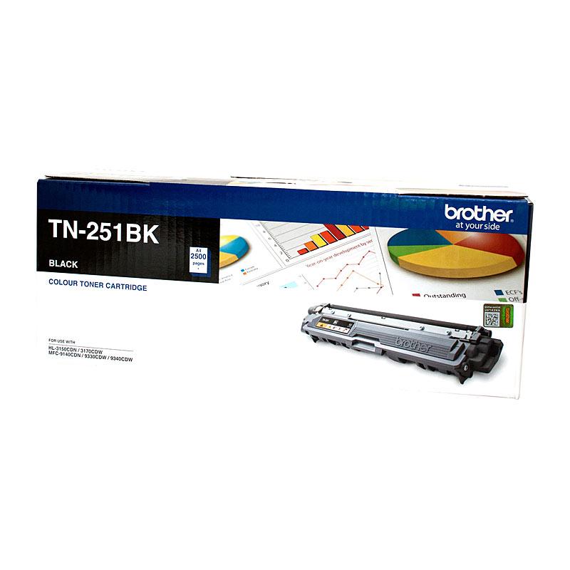 BROTHER TN251 Black Toner Cartridge with packaging, designed for high-quality printing.