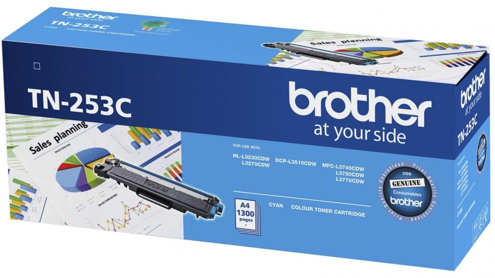 Brother TN-253C Cyan Toner Cartridge, designed for high-quality printing with easy installation and compatibility with various Brother printers.