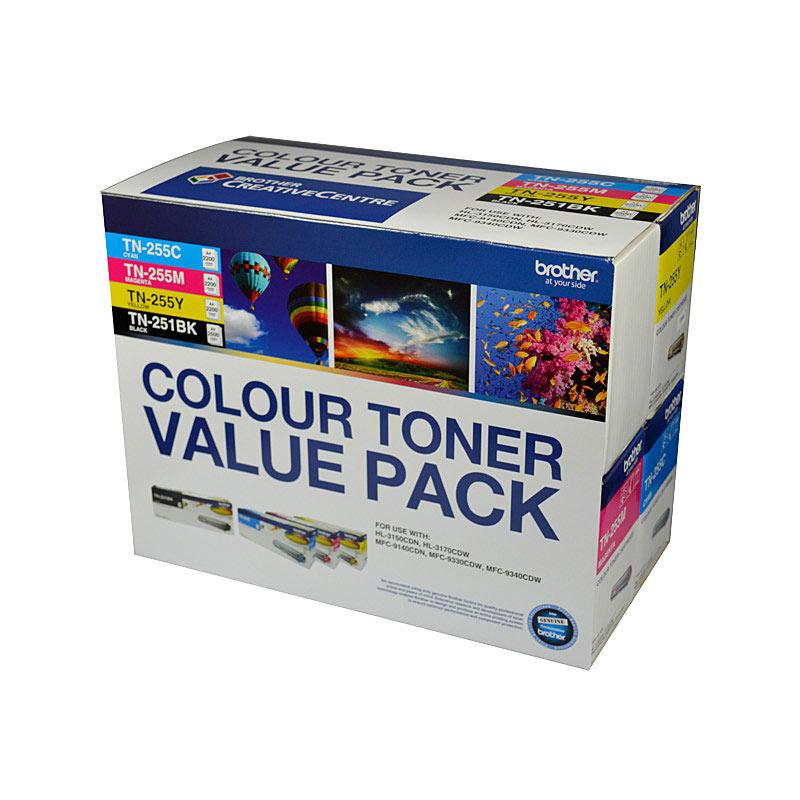 BROTHER TN25x Clear Value 4 Pack toner cartridges, featuring four high-quality toner cartridges for Brother printers.