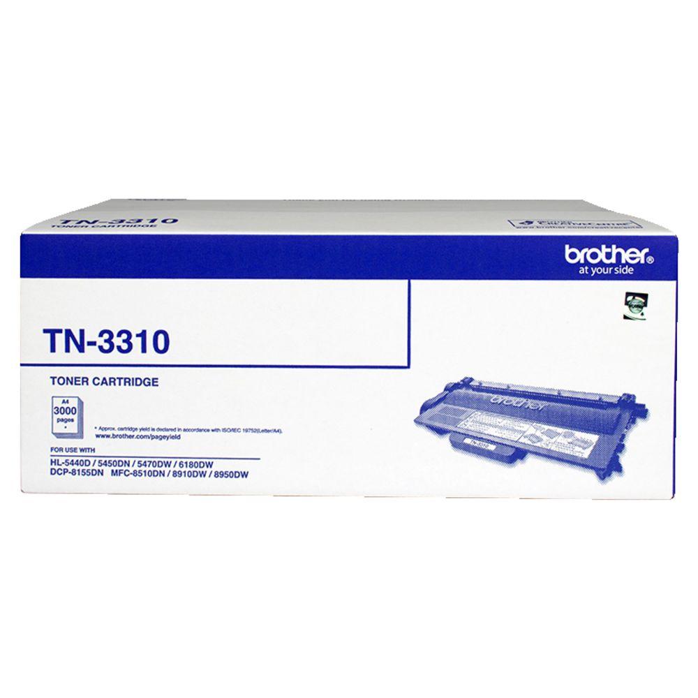 Brother TN-3310 Mono Laser Toner cartridge, black, designed for high-quality printing with Brother printers.