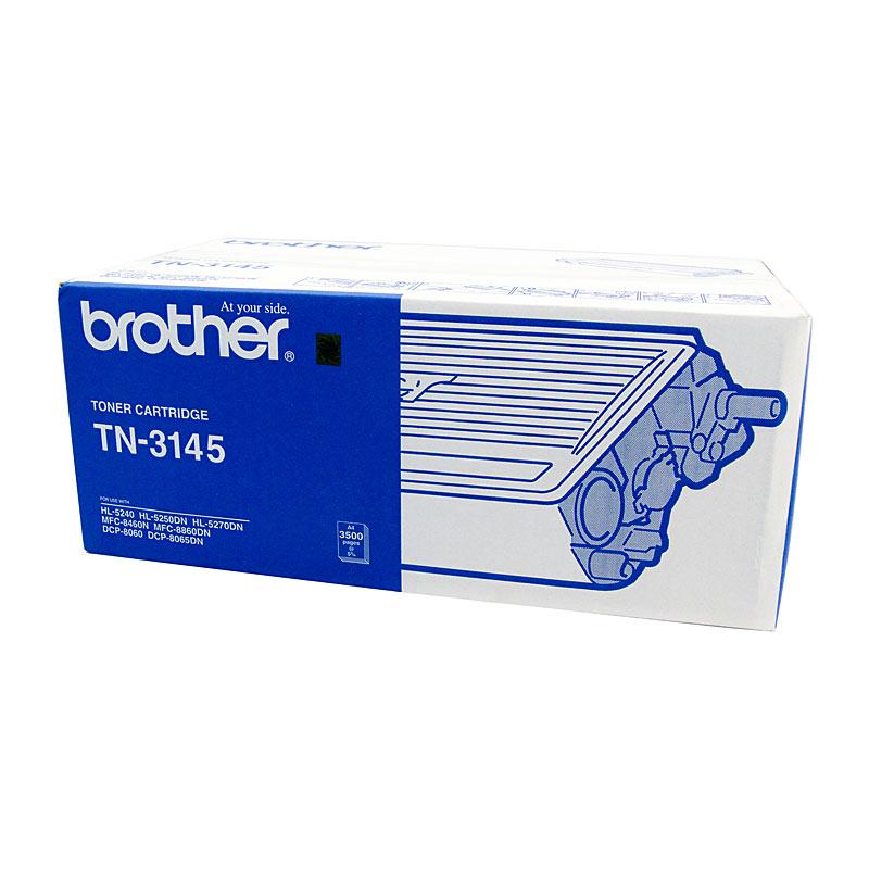 BROTHER TN3145 Toner Cartridge in black, designed for high-quality printing, yielding 3,500 pages, compatible with various Brother printers.