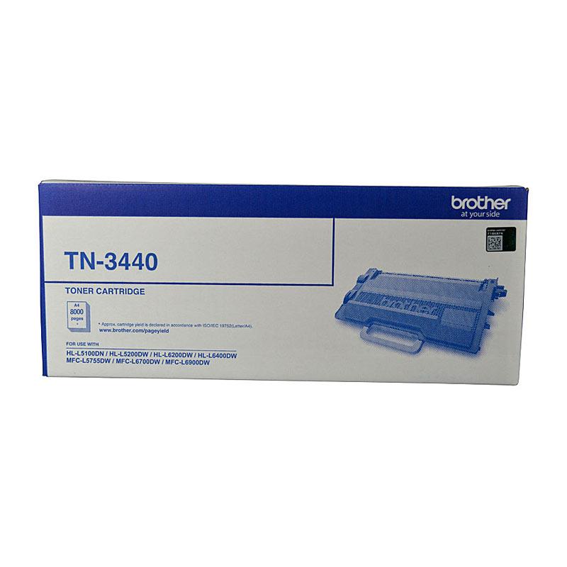 BROTHER TN3440 Toner Cartridge, a black cartridge designed for high-quality printing, yielding up to 8,000 pages, compatible with various Brother printers.