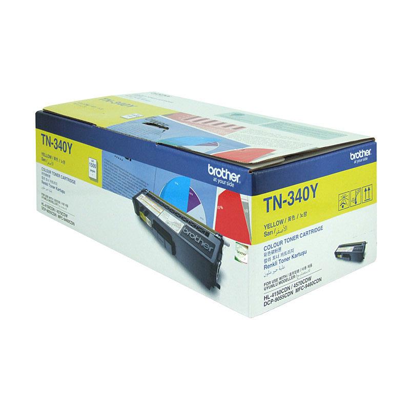 BROTHER TN340 Yellow Toner Cartridge with vibrant yellow color, designed for high-quality printing.