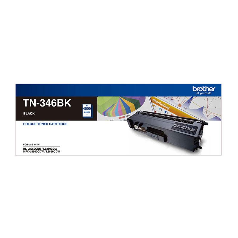 BROTHER TN346 Black Toner Cartridge with packaging, designed for high-quality printing and compatibility with Brother printers.