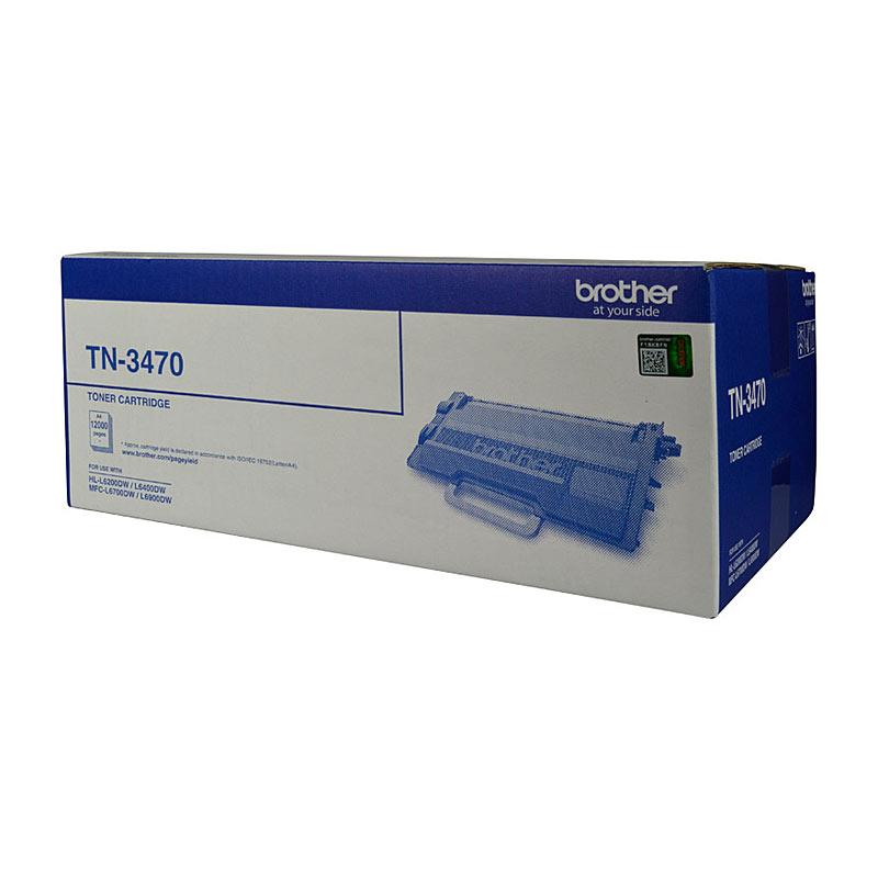 BROTHER TN3470 Toner Cartridge in black packaging, designed for high-volume printing with a yield of 12,000 pages.