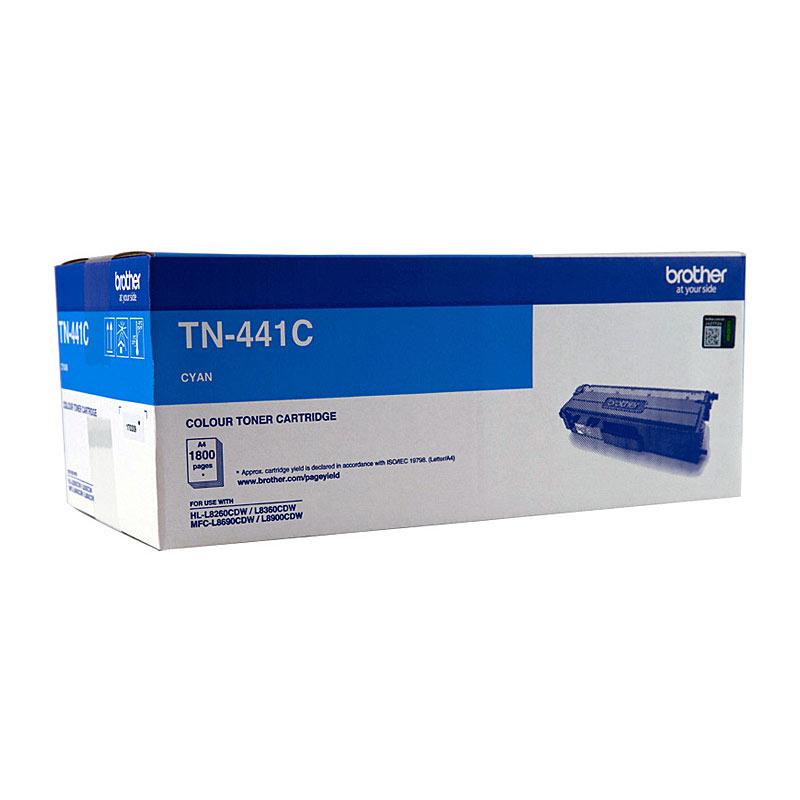 BROTHER TN441 Cyan Toner Cartridge with vibrant cyan color, designed for high-quality printing.