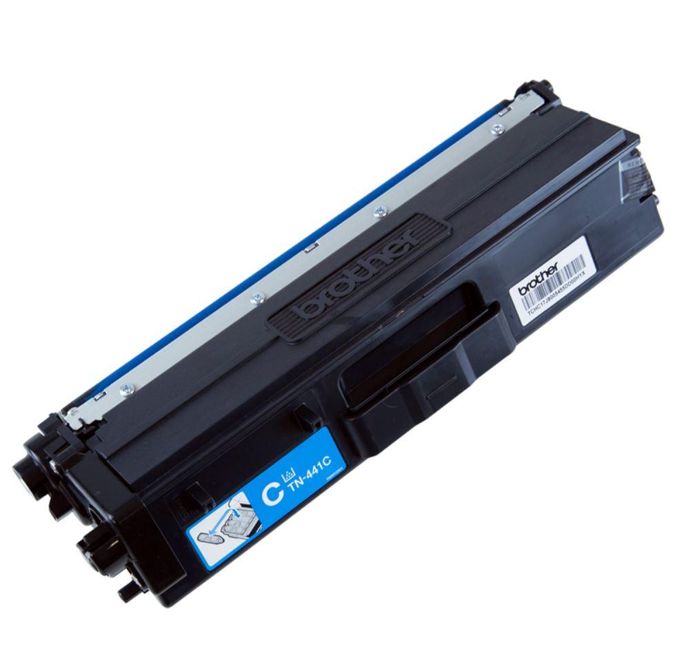 Brother TN-441C Cyan Toner Cartridge with packaging, designed for high-quality printing.