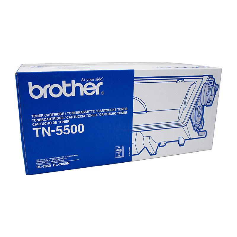 BROTHER TN5500 Toner Cartridge, black, designed for Brother HL 7050 printer, yielding 12,000 pages.