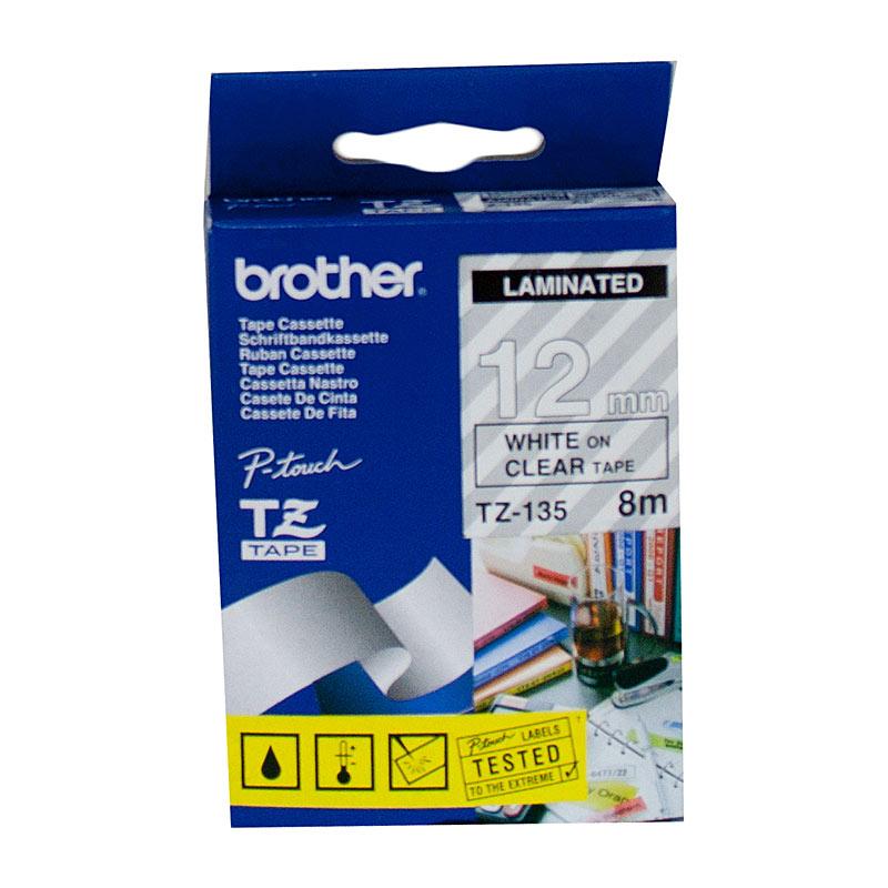 BROTHER TZe135 Labelling Tape roll with clear labels for POS stations.