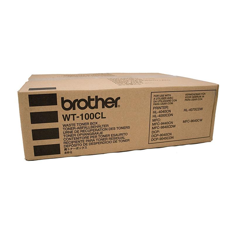 BROTHER WT100CL Waste Pack designed for Brother printers, featuring a compact design for easy installation and high page yield.