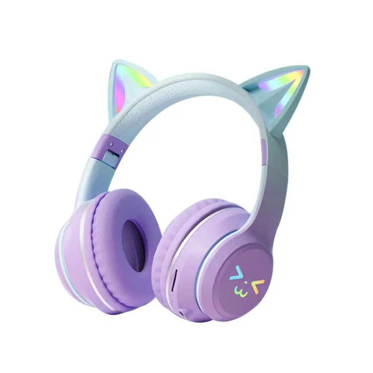 BT612 LED Cat Ear Bluetooth Earphones with RGB lighting, showcasing a stylish and comfortable design.