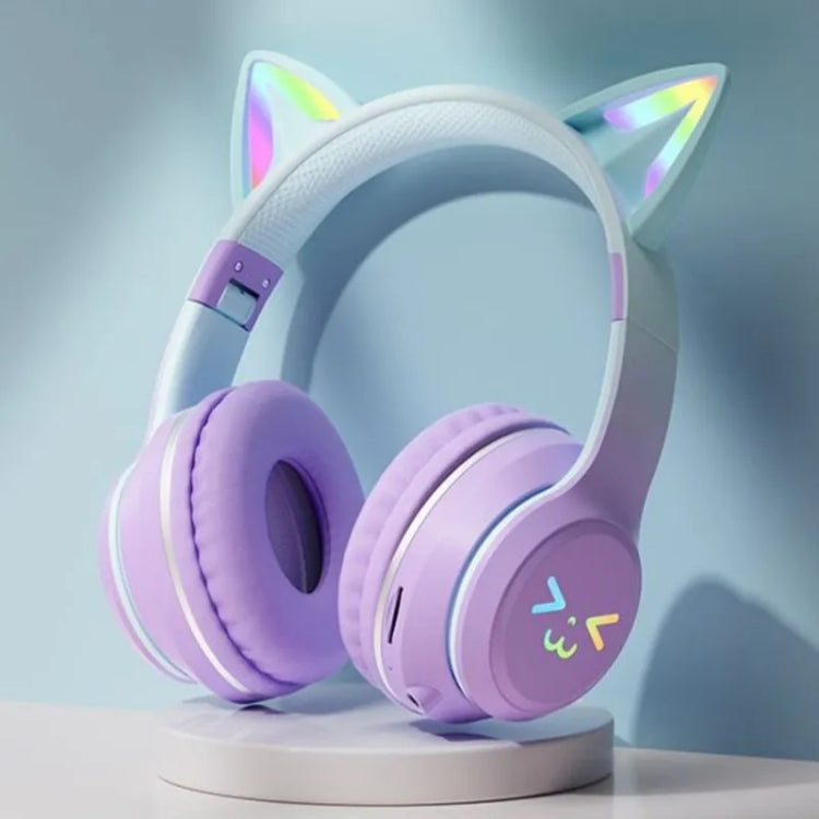 BT612 LED Cat Ear Bluetooth Earphones with RGB lighting, showcasing a stylish and comfortable design.