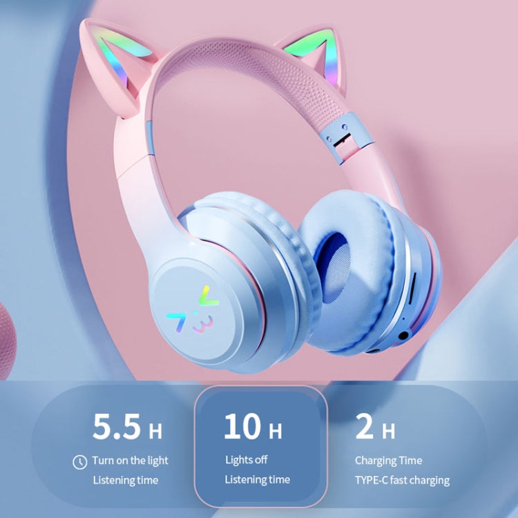 BT612 LED Cat Ear Bluetooth Earphones with RGB lighting, showcasing a stylish and comfortable design.