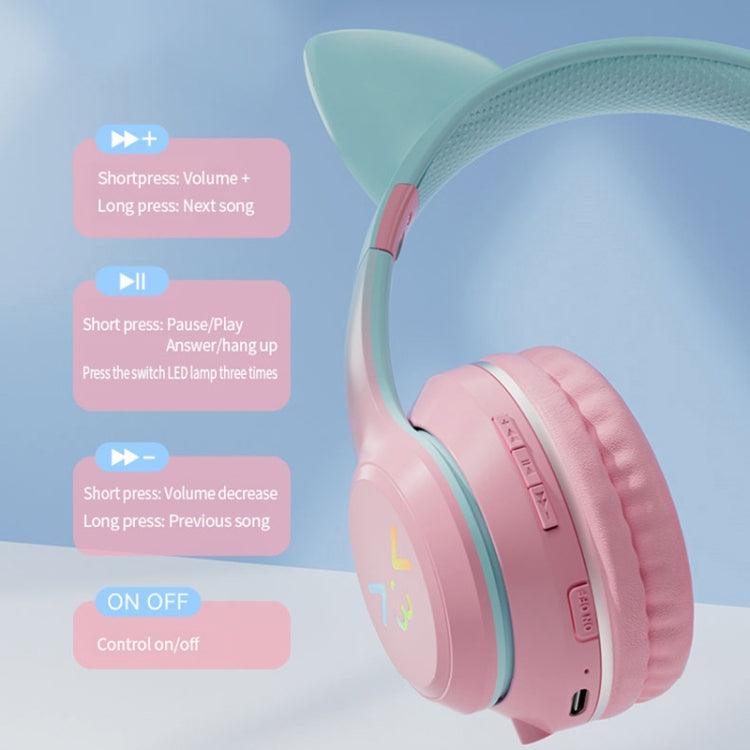 BT612 LED Cat Ear Bluetooth Earphones with RGB lighting, showcasing a stylish and comfortable design.