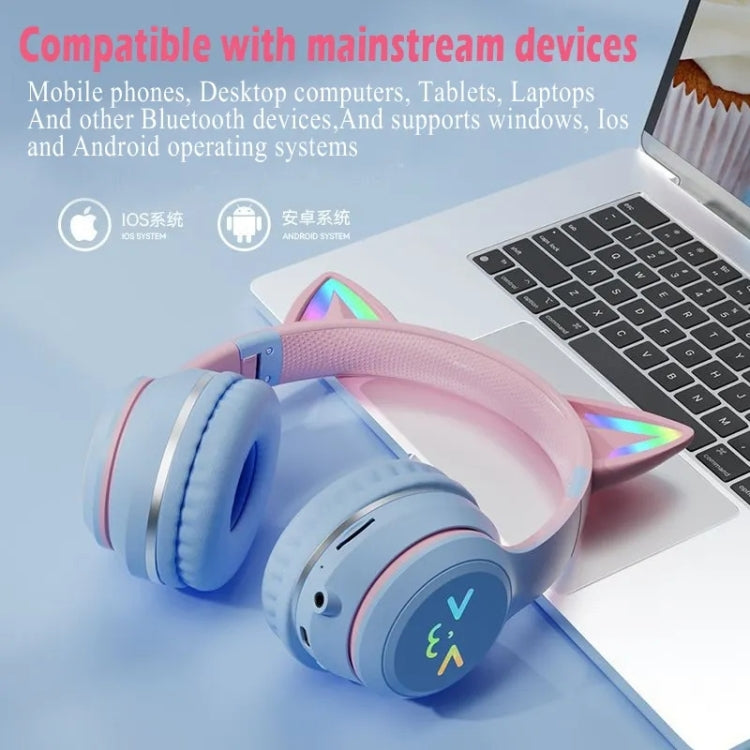 BT612 LED Cat Ear Bluetooth Earphones with RGB lighting, showcasing a stylish and comfortable design.