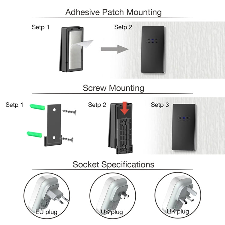 C302B Wireless Doorbell with Digital Temperature Display, showcasing its sleek design and features.