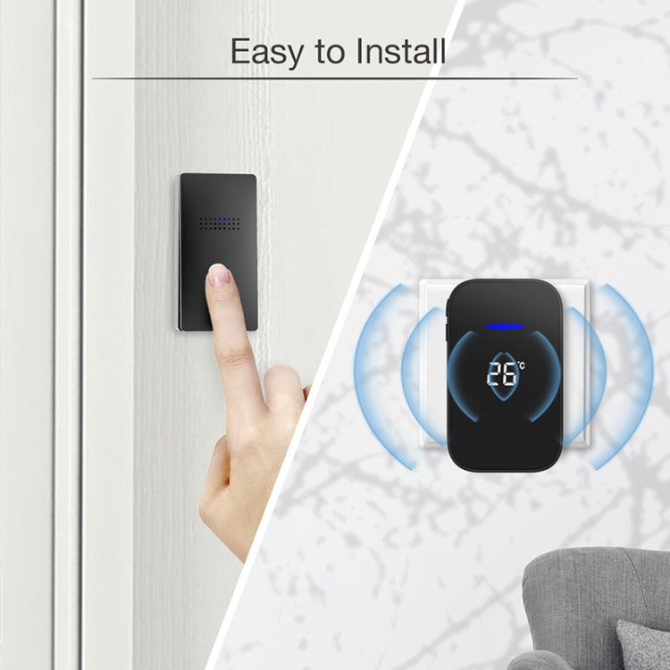 C302B Wireless Doorbell with Digital Temperature Display, showcasing its sleek design and features.