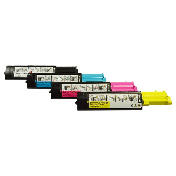 C525A Premium Generic Toner Set featuring four cartridges for Xerox printers, designed for high-quality printing.