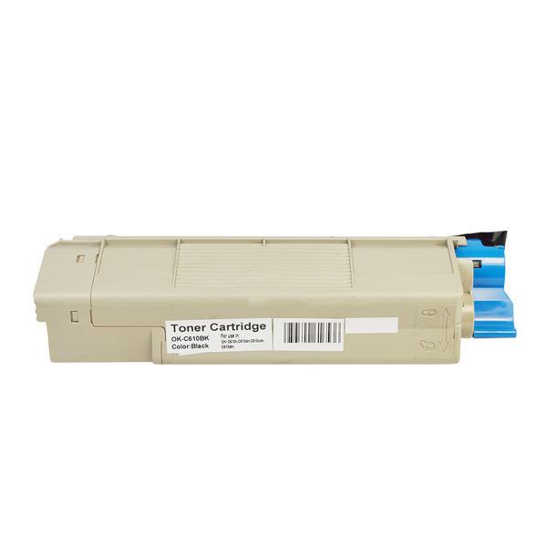 C610 44315312 Black Premium Generic Toner Cartridge, remanufactured for Oki C610 printer, yielding 8000 pages.