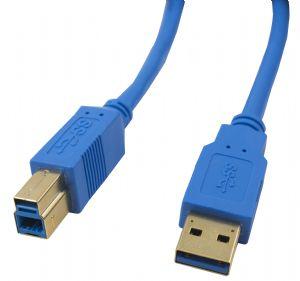 CABAC 3m USB 3.0 AM-BM Gold/P Blue Cable showcasing its connectors and vibrant color.