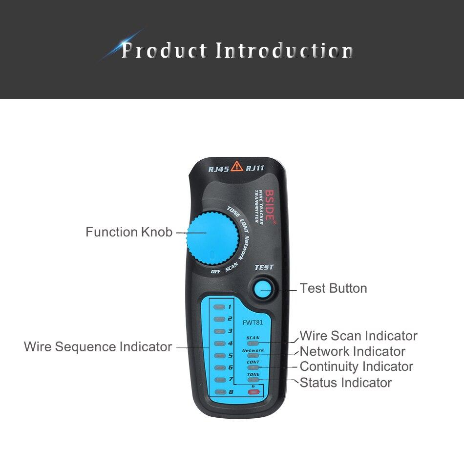 Cable Tracker Network Telephone line Detector with RJ11 connector, designed for efficient wire tracing and breakpoint location testing.