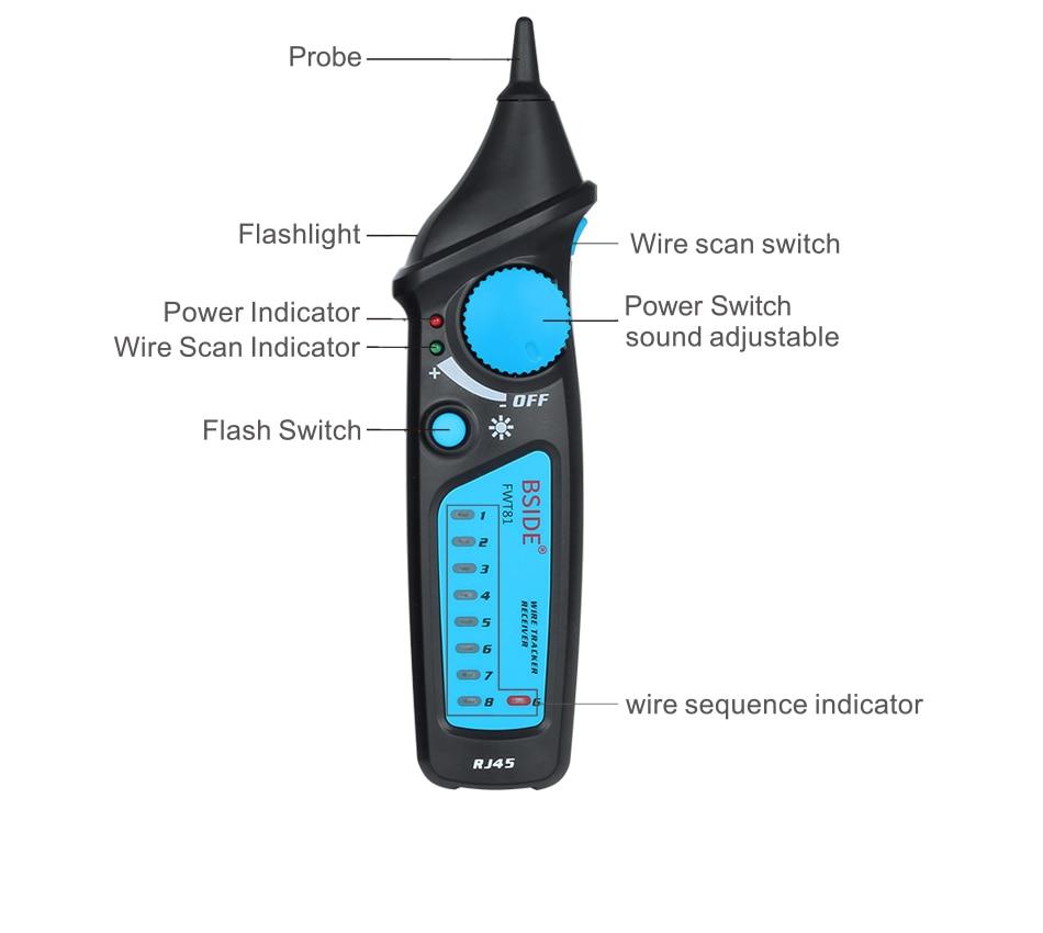 Cable Tracker Network Telephone line Detector with RJ11 connector, designed for efficient wire tracing and breakpoint location testing.