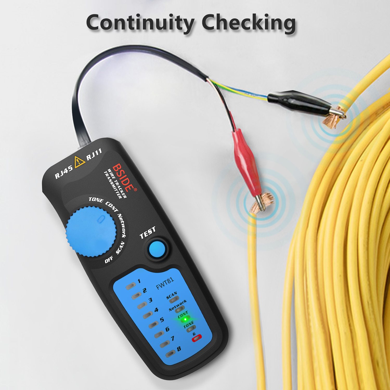 Cable Tracker Network Telephone line Detector with RJ11 connector, designed for efficient wire tracing and breakpoint location testing.