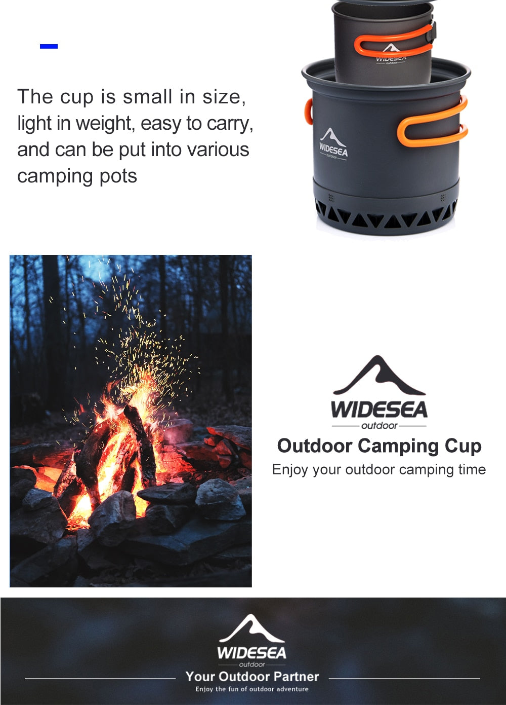 A lightweight and durable aluminum camping mug, perfect for outdoor coffee and beverages, showcasing its sleek design and 0.4L capacity.